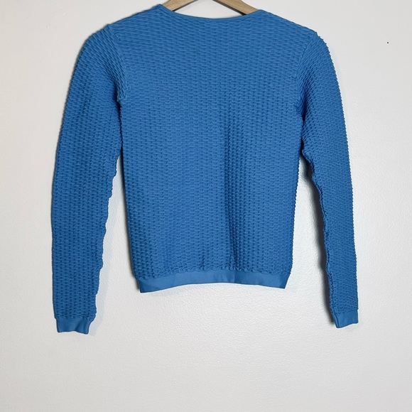 Active Freedom Waffle Stretch Women’s Long Sleeve Blue Nylon Spandex Top Sz L - Picture 2 of 11